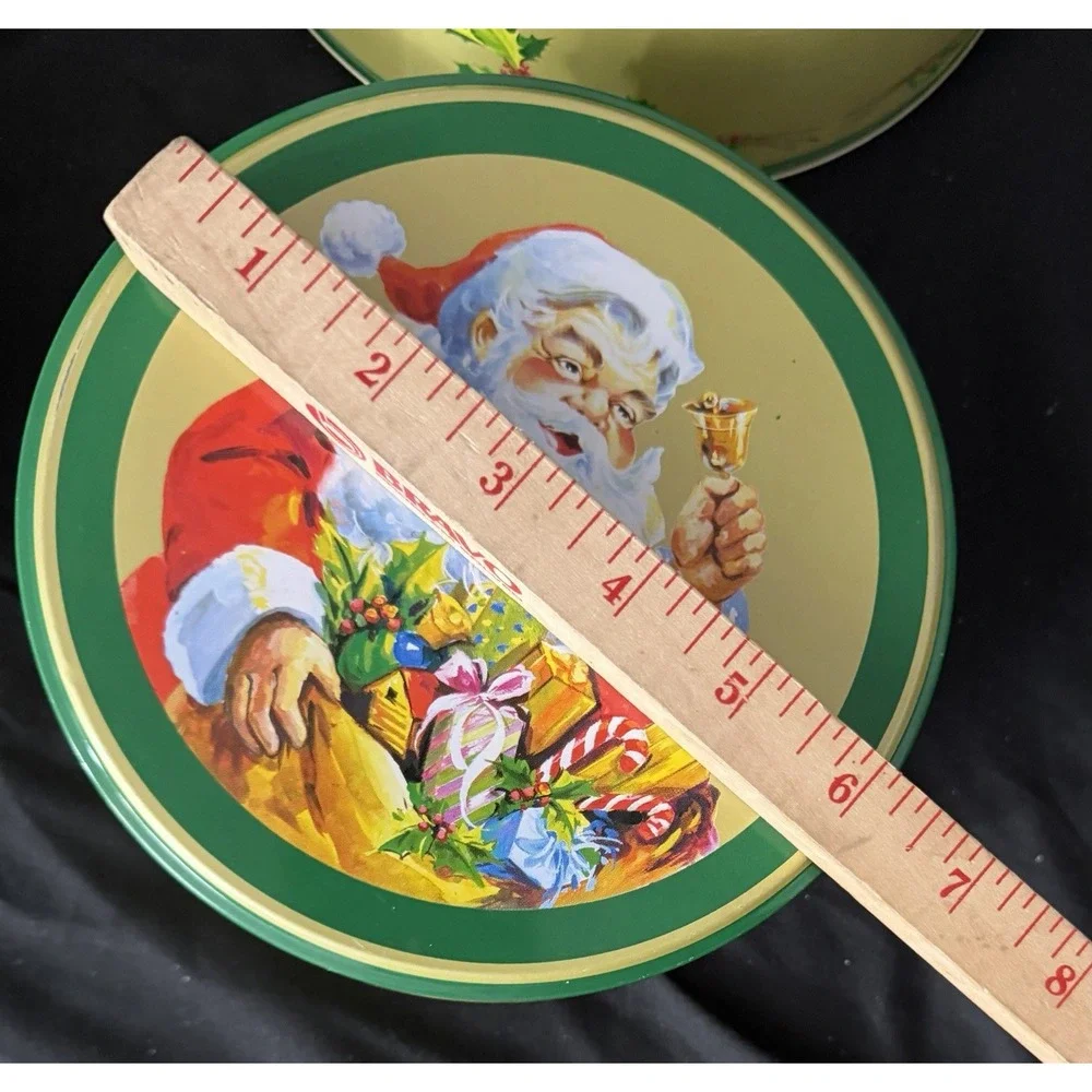 Vintage Santa Claus Nesting Tin‎ Set 4 Made In Hong Kong Christmas Cookie Tins